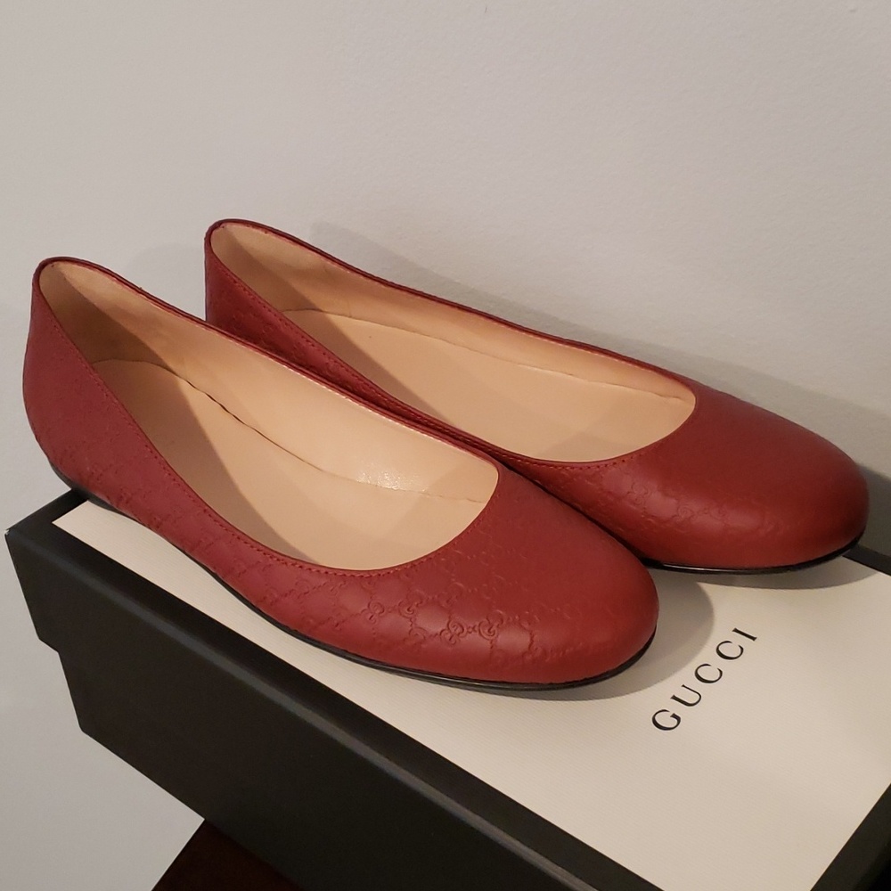 Gucci Micro Guccissima Red Ballet Flats 39 9